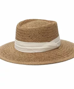 Ring Top Straw Hat Sun Protection Beach Hat with Flat Top Design