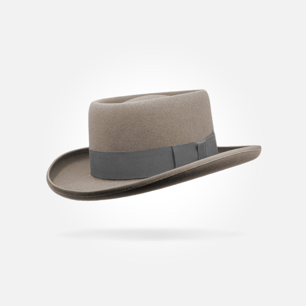 Rustic Rider Felt Pork Pie Cowboy Hat in Beige - Image 6