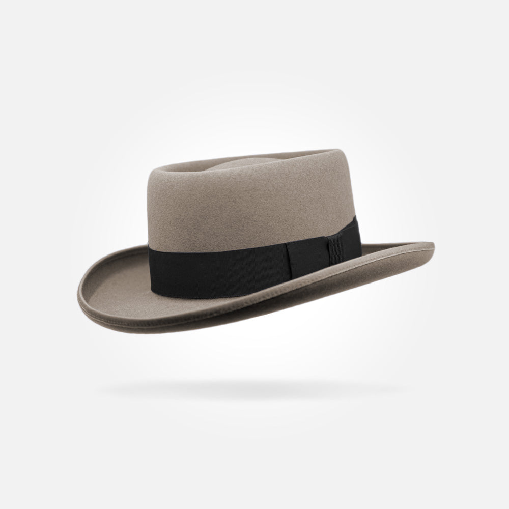 Rustic Rider Felt Pork Pie Cowboy Hat in Beige - Image 7