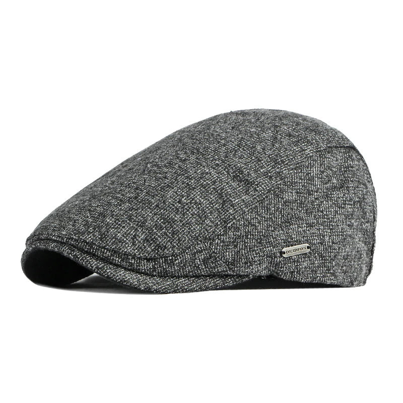Stylish Solid Color Wool Flat Cap - Image 3