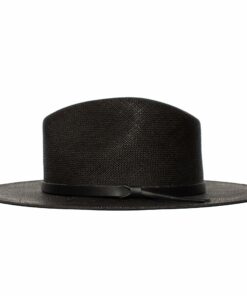 Summer Straw Fedora Hat-Black
