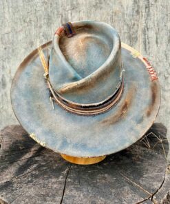 Tempered Teal Vintage Wide-Brimmed Felt Hat