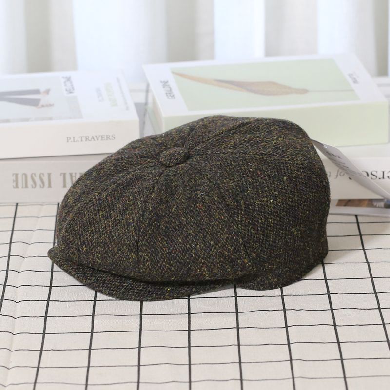 Trendy Vintage Tweed Wool Newsboy Hat - Image 9