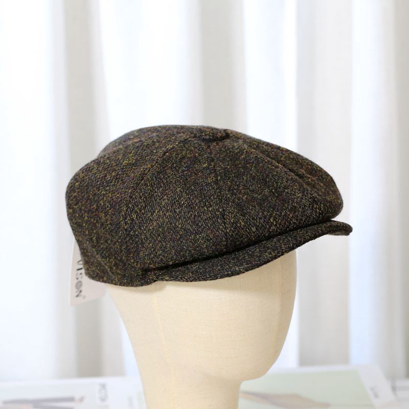 Trendy Vintage Tweed Wool Newsboy Hat - Image 3