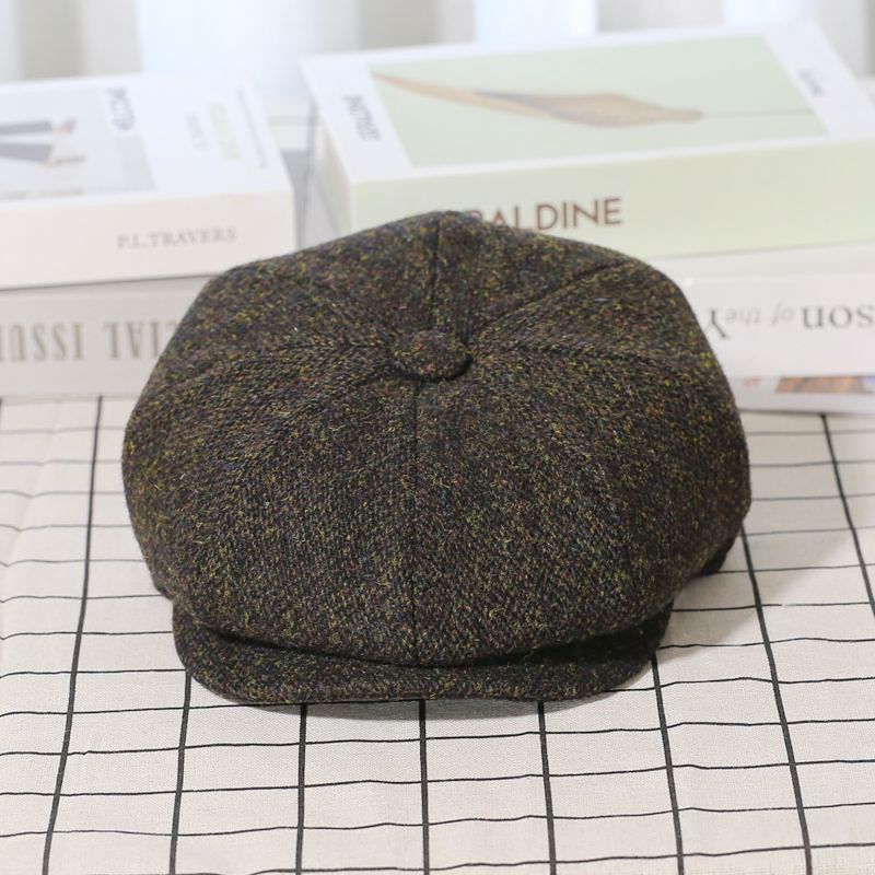 Trendy Vintage Tweed Wool Newsboy Hat - Image 6