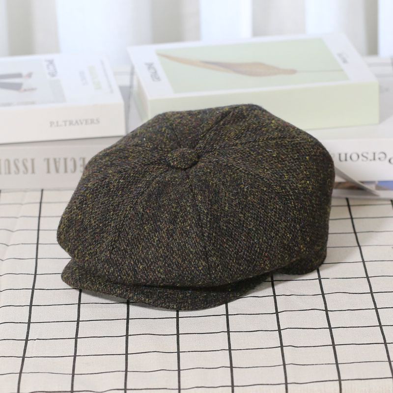 Trendy Vintage Tweed Wool Newsboy Hat - Image 7