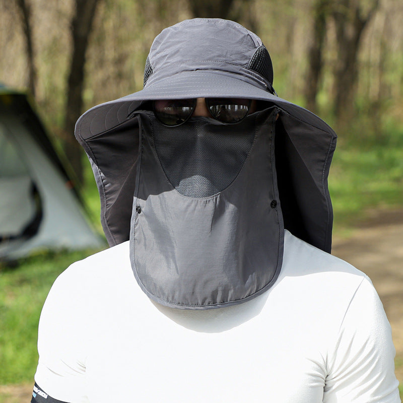 Unisex Adjustable Large Brim Face Neck Cover Waterproof Boonie Hat - Image 7