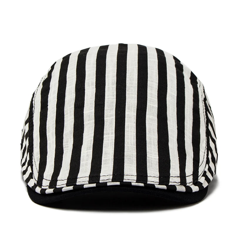 Vintage Stripes Plaid Cotton Visor Flat Cap - Image 11