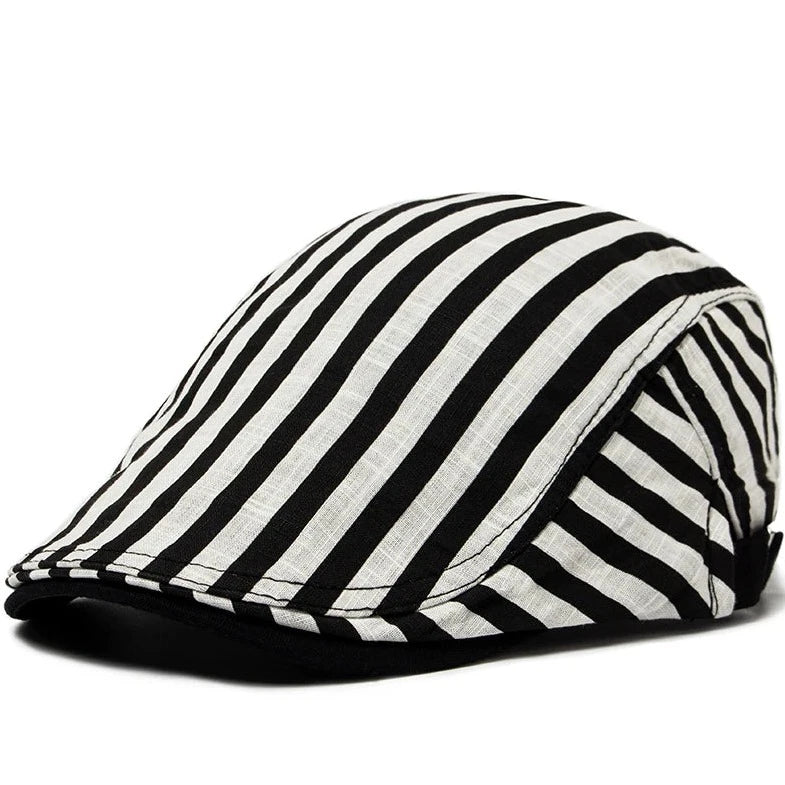 Vintage Stripes Plaid Cotton Visor Flat Cap - Image 13