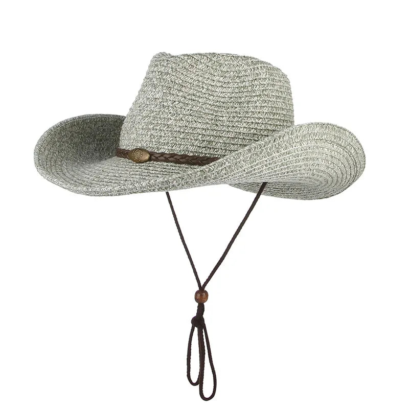 Western Cowboy Wide Brim Straw Sun Hat - Image 2