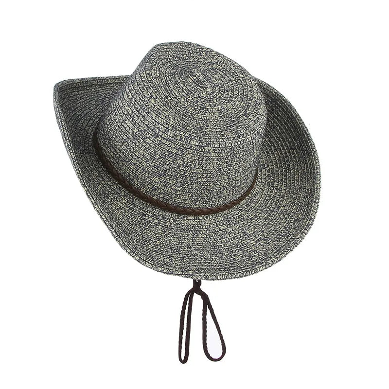 Western Cowboy Wide Brim Straw Sun Hat - Image 5