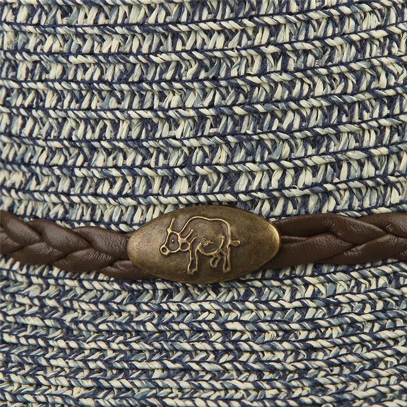 Western Cowboy Wide Brim Straw Sun Hat - Image 6