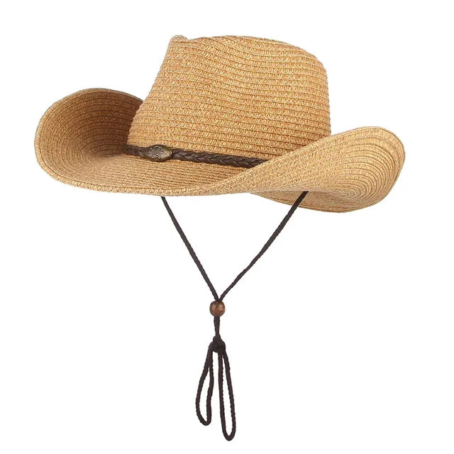 Western Cowboy Wide Brim Straw Sun Hat - Image 7
