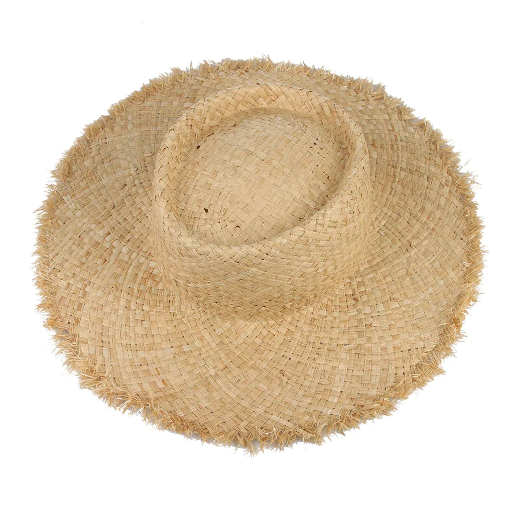 Women's Raffia Straw Sun Visor Hat Wide Brim Panama Style - Image 2