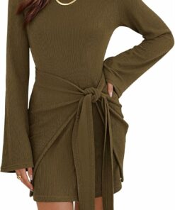 Bell Long Sleeve Boat Neck Dress SO12