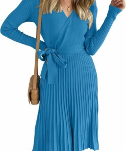 Fashion Blue Pullover Sweater Dress SO1