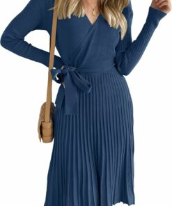 Pleated Pullover Sweater Dress SO4