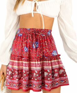 Red Flower Mini Skirt SO46