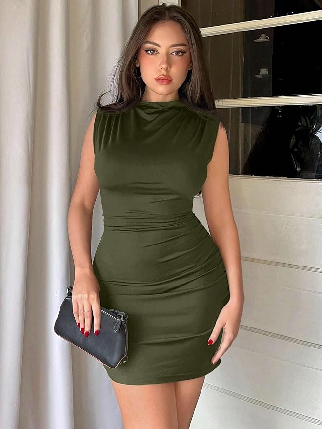 Army Green Bodycon Dress SO82 - Image 2