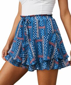Blue Boho Printed Mini Skirt SO73