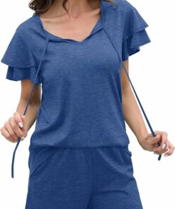 Blue V Neck Lounge Set SO85