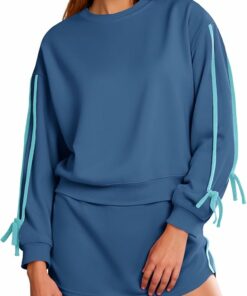 Casual Crewneck Tie Sweatshirt Set SO95