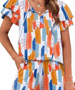 Colorful V Neck Lounge Set SO84