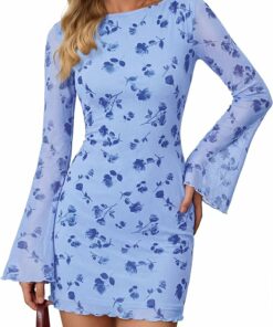 Floral Light Blue Mini Dress SO560