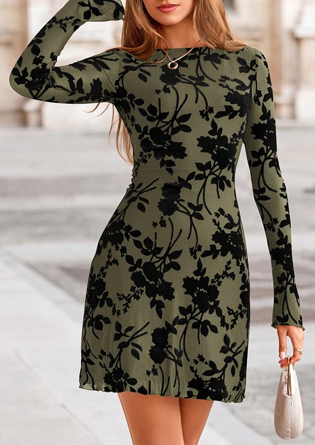 Floral Long Sleeve Mini Dress SO561 - Image 2