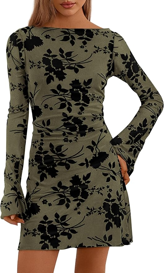 Floral Long Sleeve Mini Dress SO561