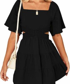 Square Neck Casual Short Dress SO58