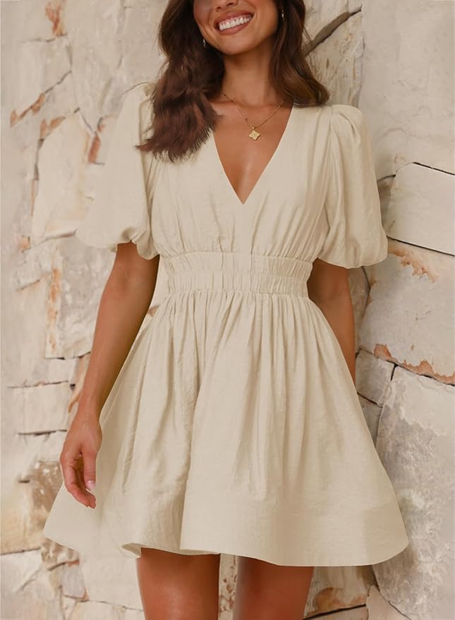 Trendy V Neck A Line Dress SO65 - Image 2