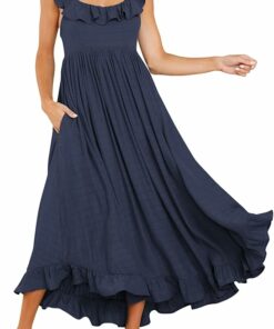 Boho Ruffle Square Neck Midi Dress SO150