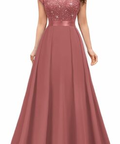 Cinnamon Pink Lace Formal Party Maxi Dress SO128
