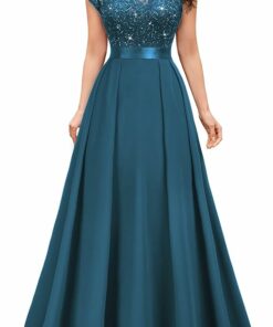 Coral Blue Lace Formal Party Dress SO127