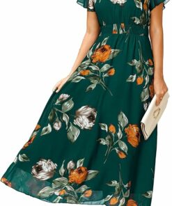 Emerald Green Floral Midi Dress SO142