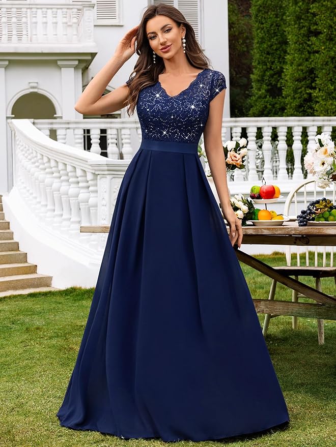 Floral Lace Formal Party Maxi Dress SO129 - Image 2