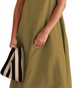 Ginger Yellow Linen Midi Dress SO134