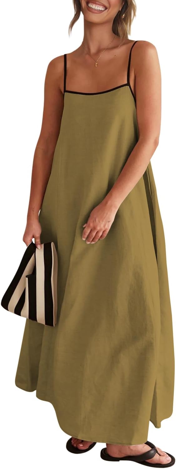 Ginger Yellow Linen Midi Dress SO134