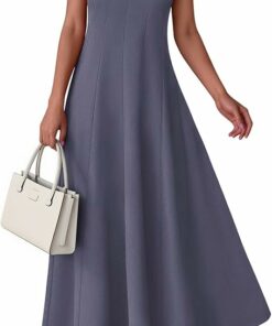 Grey Blue Crewneck Formal Dress SO147