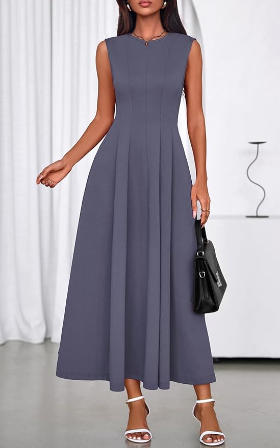 Grey Blue Crewneck Formal Dress SO147 - Image 2