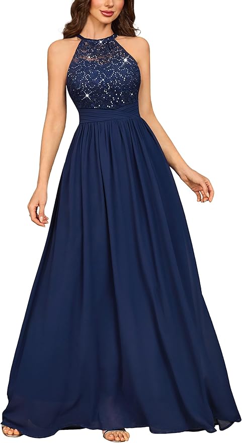 Halter Tie Formal Evening Maxi Dress SO124