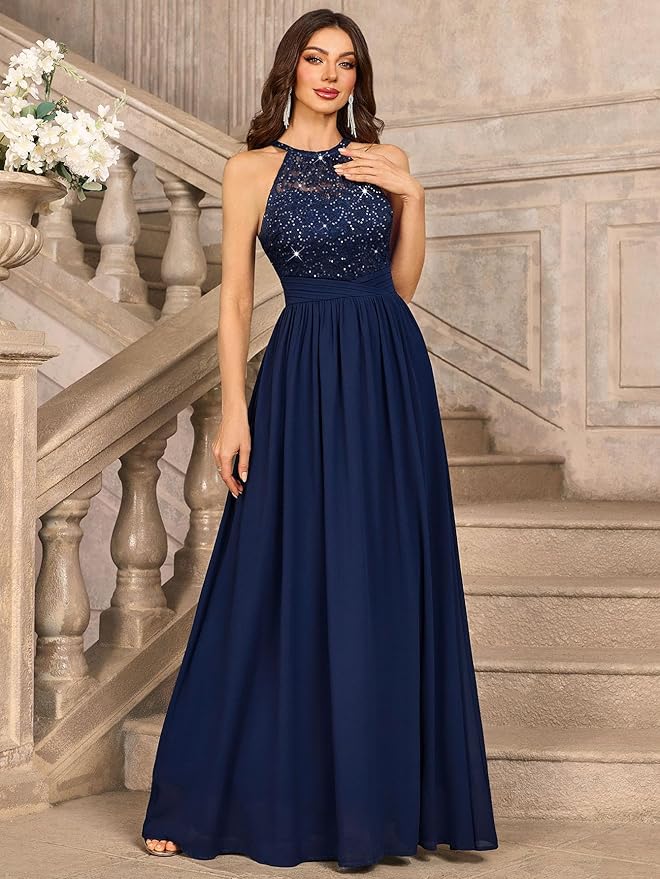 Halter Tie Formal Evening Maxi Dress SO124 - Image 2