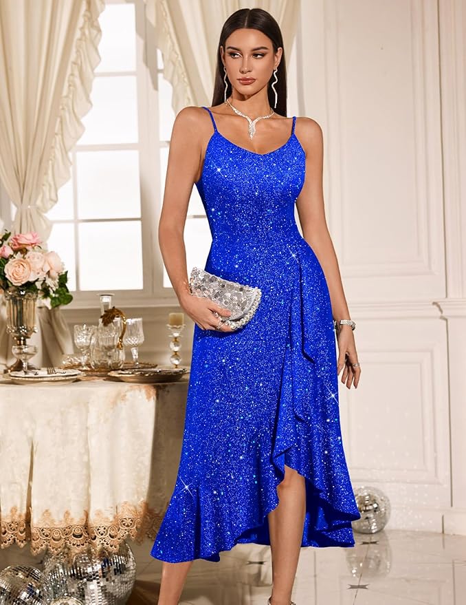Royal Blue Spaghetti Strap Cocktail Dress SO106 - Image 2
