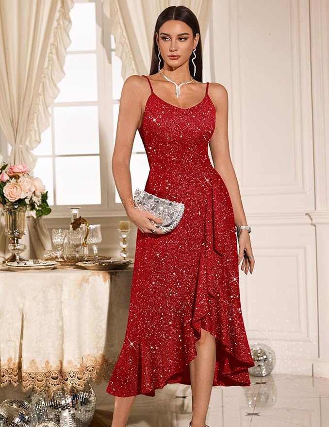 Sequin Formal Spaghetti Strap Cocktail Dress SO108 - Image 2