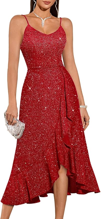Sequin Formal Spaghetti Strap Cocktail Dress SO108