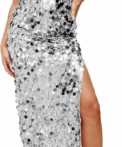 Silver Sparkly Ruched Party Club Dress SO101