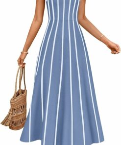 Summer Sleeveless Striped Midi Dress SO130