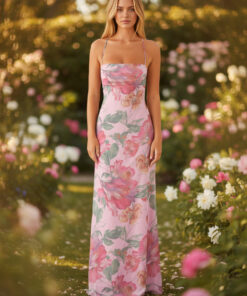 Printed Sleeveless Strap Bodycon Maxi Dress | High Waist
