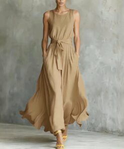 Alternative view of Women's Lace-Up Waist-Cinching Sleeveless Maxi Dress